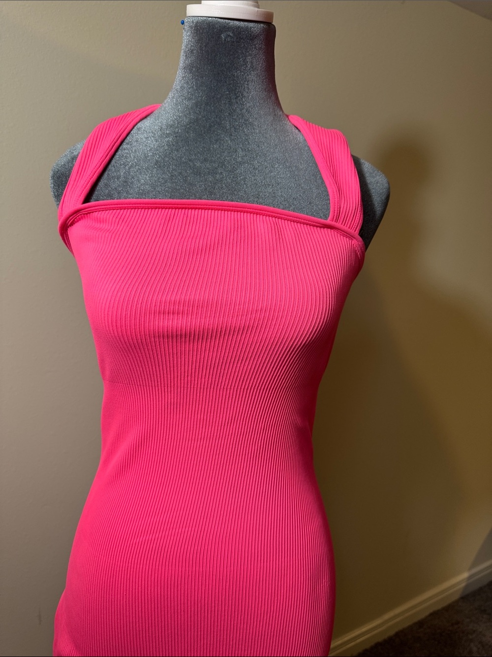 Ribbed Hot Pink Halter-Style Body contour.  Great for workouts  and yoga.